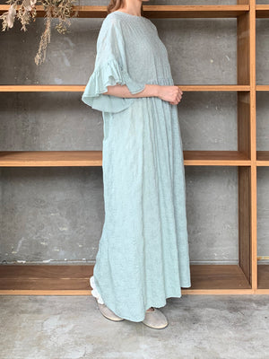 qiri / trees embroidery frill one-piece (ミント)