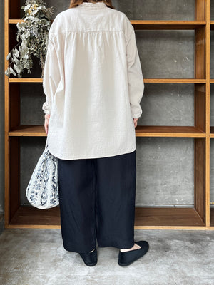 【SALE】UNIVERSAL TISSU / オーガニックリネンツイル ギャザーPT（クロ）