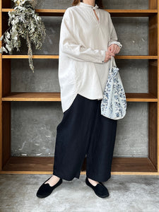 【SALE】UNIVERSAL TISSU / オーガニックリネンツイル ギャザーPT（クロ）