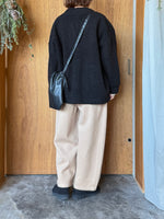 TISSU / ボア スナップ釦カーディガン（クロ）