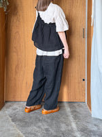 tumugu / ソリトリネン×コットンリネンボイルガーゼ ラップスカート付パンツ（BLACK）