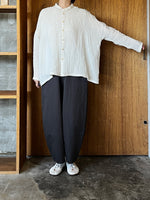 Vlas Blomme / Washed Light Linen ワイドシャツ (L.Beige)