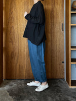 Vlas Blomme / Washed Light Linen ワイドシャツ (D.Charcoal)