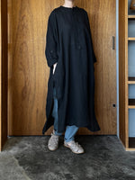 Vlas Blomme / Washed Light Linen カフタンロングシャツ (D.Charcoal)