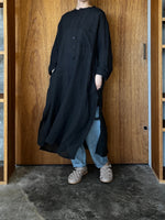 Vlas Blomme / Washed Light Linen カフタンロングシャツ (D.Charcoal)