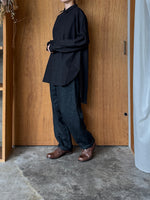 Vlas Blomme / Cotton Hemp High Count Swallowシャツ (Black)
