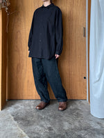 Vlas Blomme / Cotton Hemp High Count Swallowシャツ (Black)