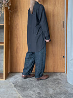 Vlas Blomme / Cotton Hemp High Count Swallowシャツ (Black)