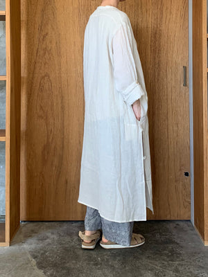 Vlas Blomme / Washed Light Linen カフタンロングシャツ (L.Beige)
