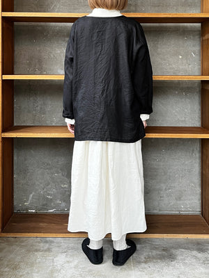 【SALE】TISSU / フレンチリネン ノーカラーシャツ（クロ）