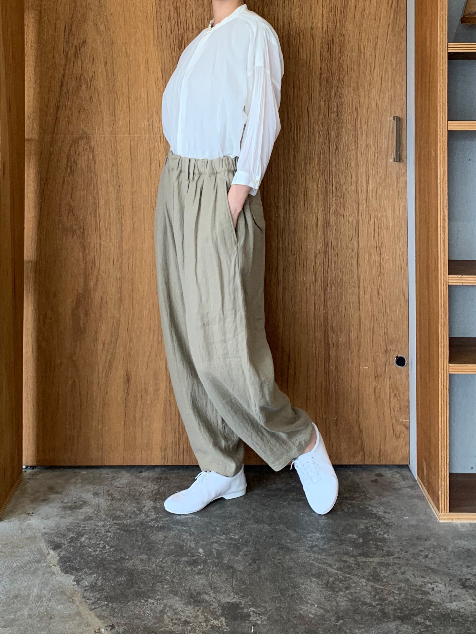 suzuki takayuki / farmer's wide pants（bay leaf）