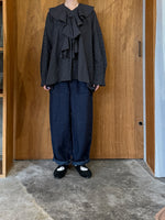 ROBE de PEAU / 2Way Frill Collar Blouse (Black-Check)