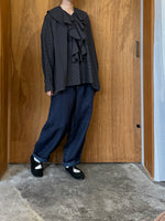 ROBE de PEAU / 2Way Frill Collar Blouse (Black-Check)