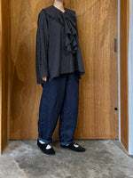 ROBE de PEAU / 2Way Frill Collar Blouse (Black-Check)