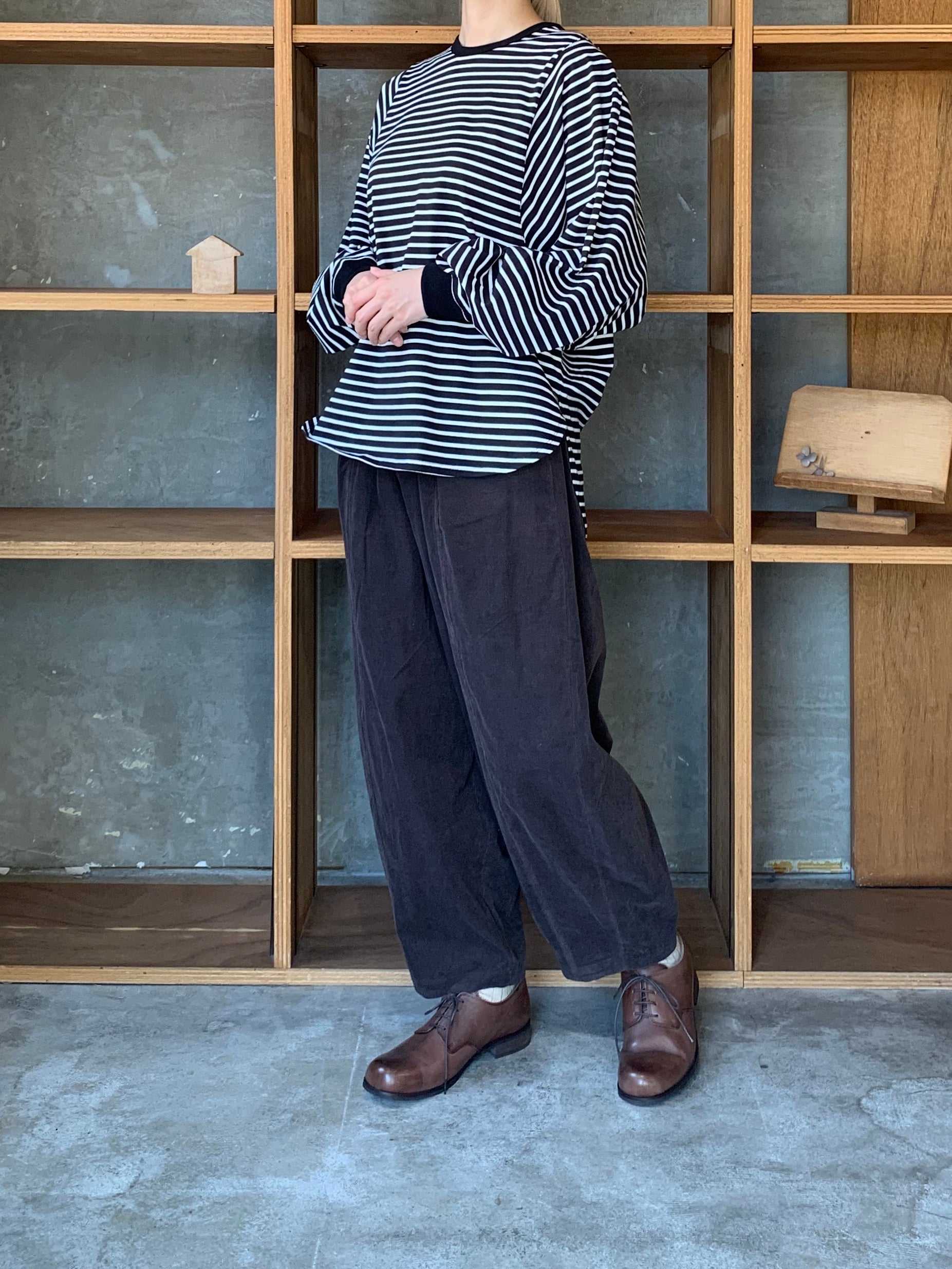 OTOAA / HORIZONTAL STRIPE DOLMAN SLEEVE T-SHIRT (BLACK×WHITE)