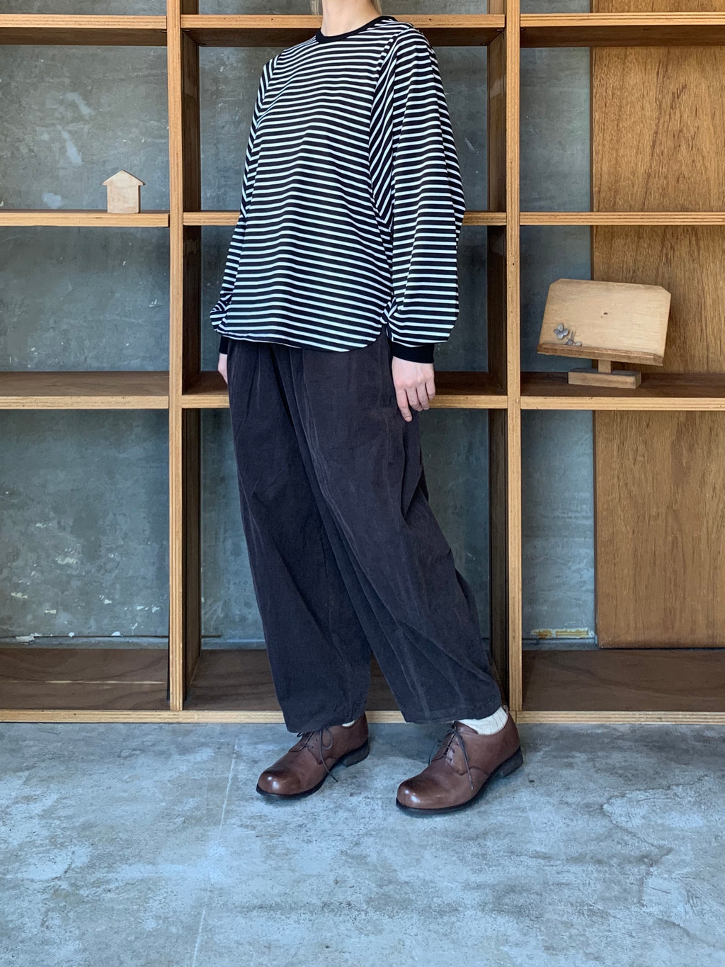 OTOAA / HORIZONTAL STRIPE DOLMAN SLEEVE T-SHIRT (BLACK×WHITE)