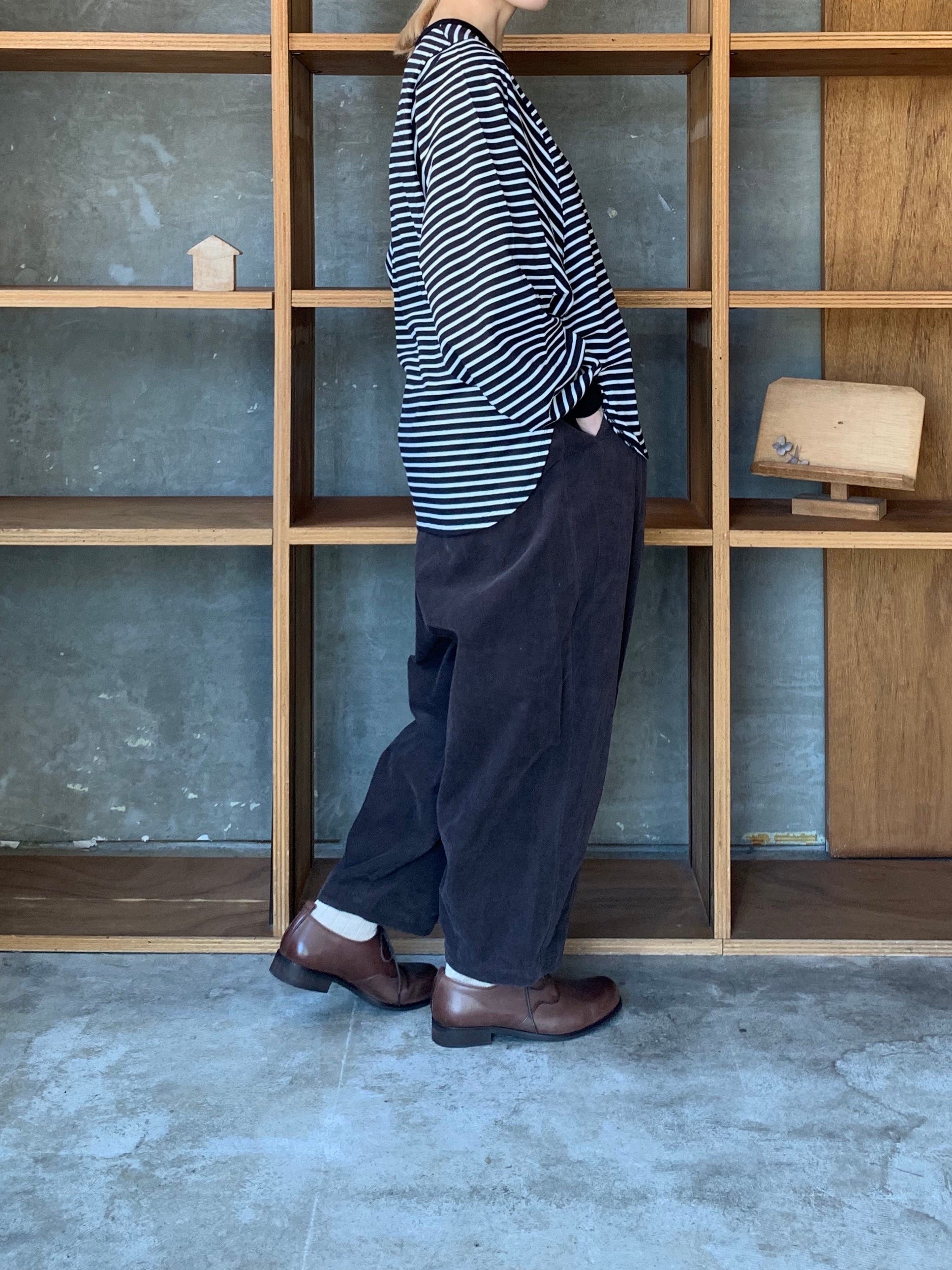 OTOAA / HORIZONTAL STRIPE DOLMAN SLEEVE T-SHIRT (BLACK×WHITE)