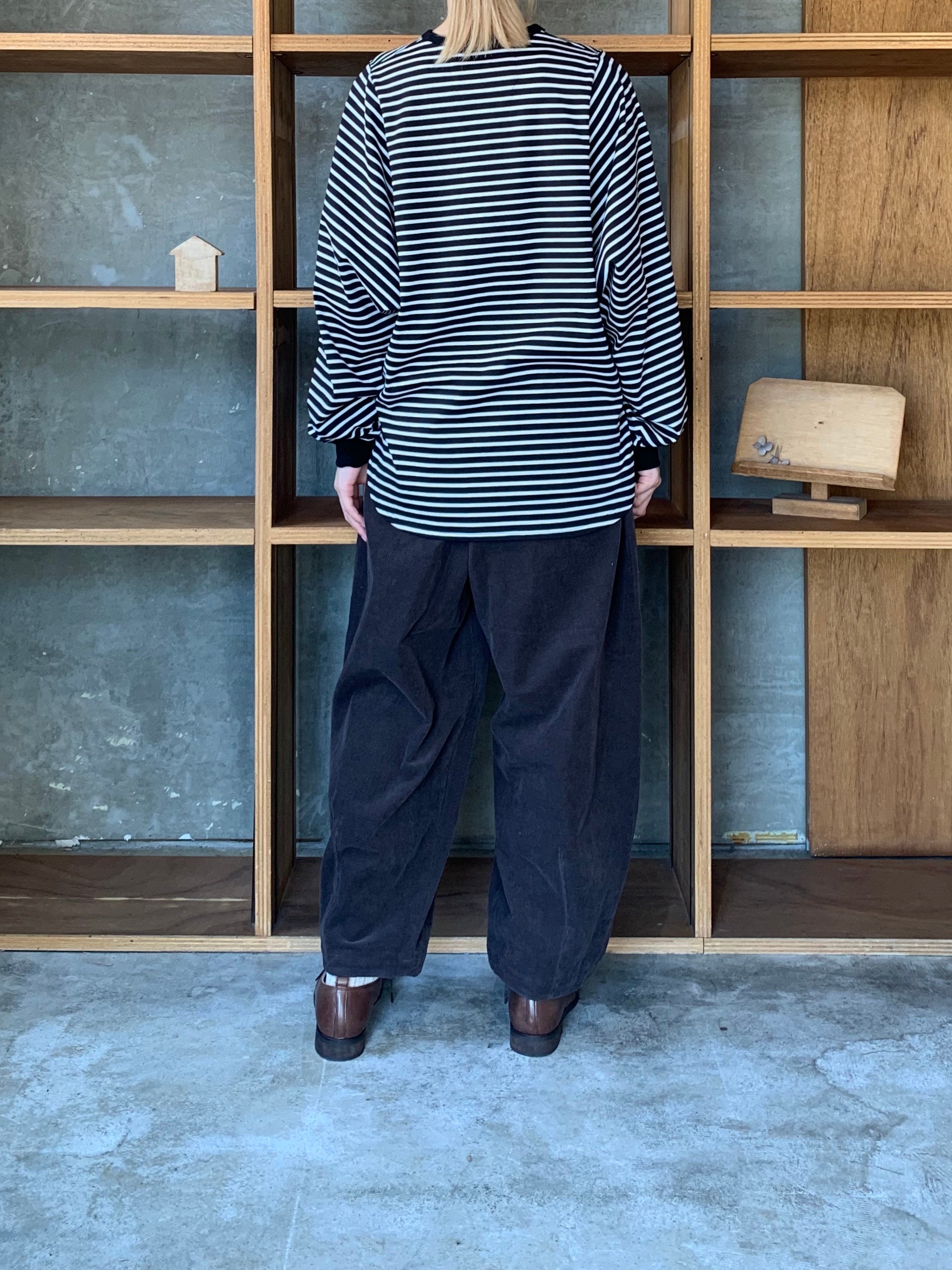 OTOAA / HORIZONTAL STRIPE DOLMAN SLEEVE T-SHIRT (BLACK×WHITE)