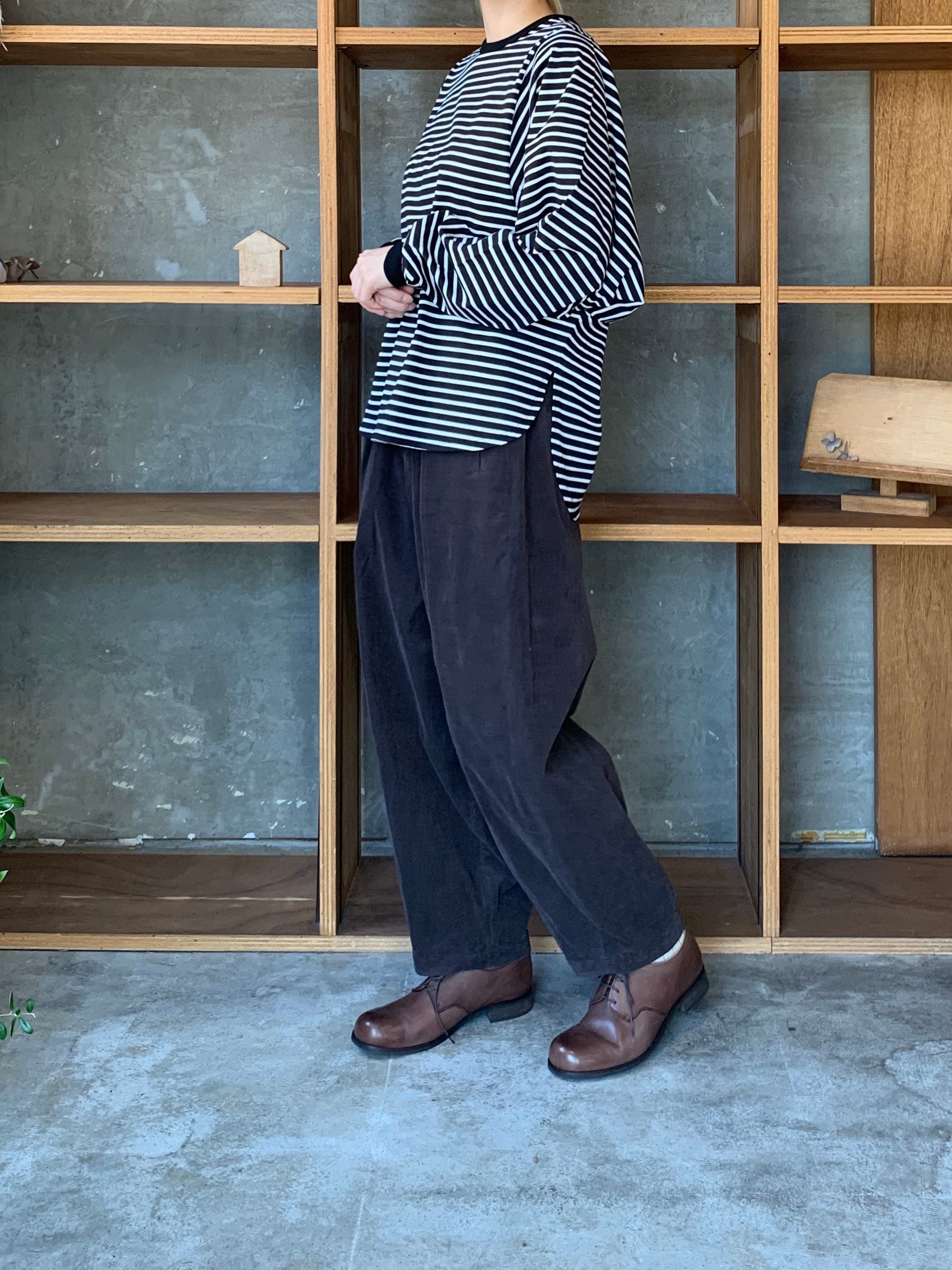 OTOAA / HORIZONTAL STRIPE DOLMAN SLEEVE T-SHIRT (BLACK×WHITE)