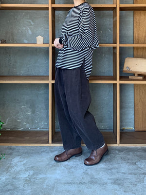 OTOAA / HORIZONTAL STRIPE DOLMAN SLEEVE T-SHIRT (BLACK×WHITE)