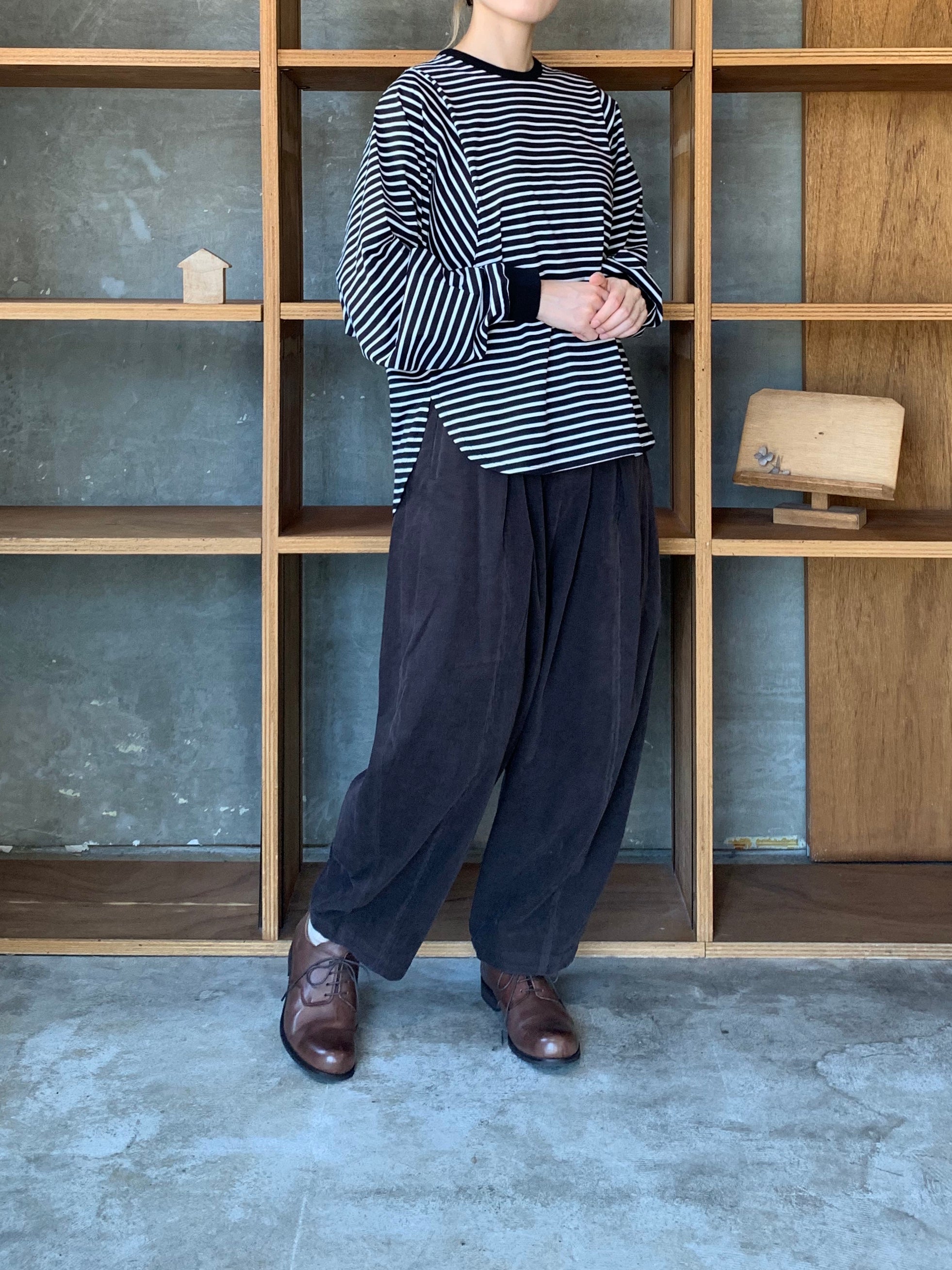 OTOAA / HORIZONTAL STRIPE DOLMAN SLEEVE T-SHIRT (BLACK×WHITE)
