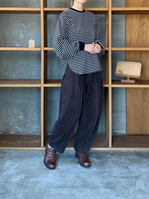 OTOAA / HORIZONTAL STRIPE DOLMAN SLEEVE T-SHIRT (BLACK×WHITE)