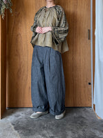 GASA*/  一瞬の花 ギャザーブラウス (burnt ocher)