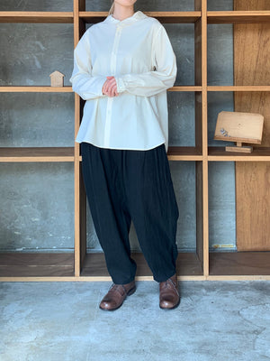 Vlas Blomme / Cotton Hemp High Count ミニセーラーカラーシャツ (Écru)