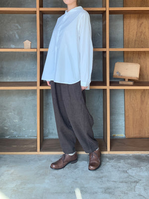 Vlas Blomme / Cotton Hemp High Count ミニセーラーカラーシャツ (Off White)