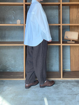 Vlas Blomme / Cotton Hemp High Count ミニセーラーカラーシャツ (Off White)