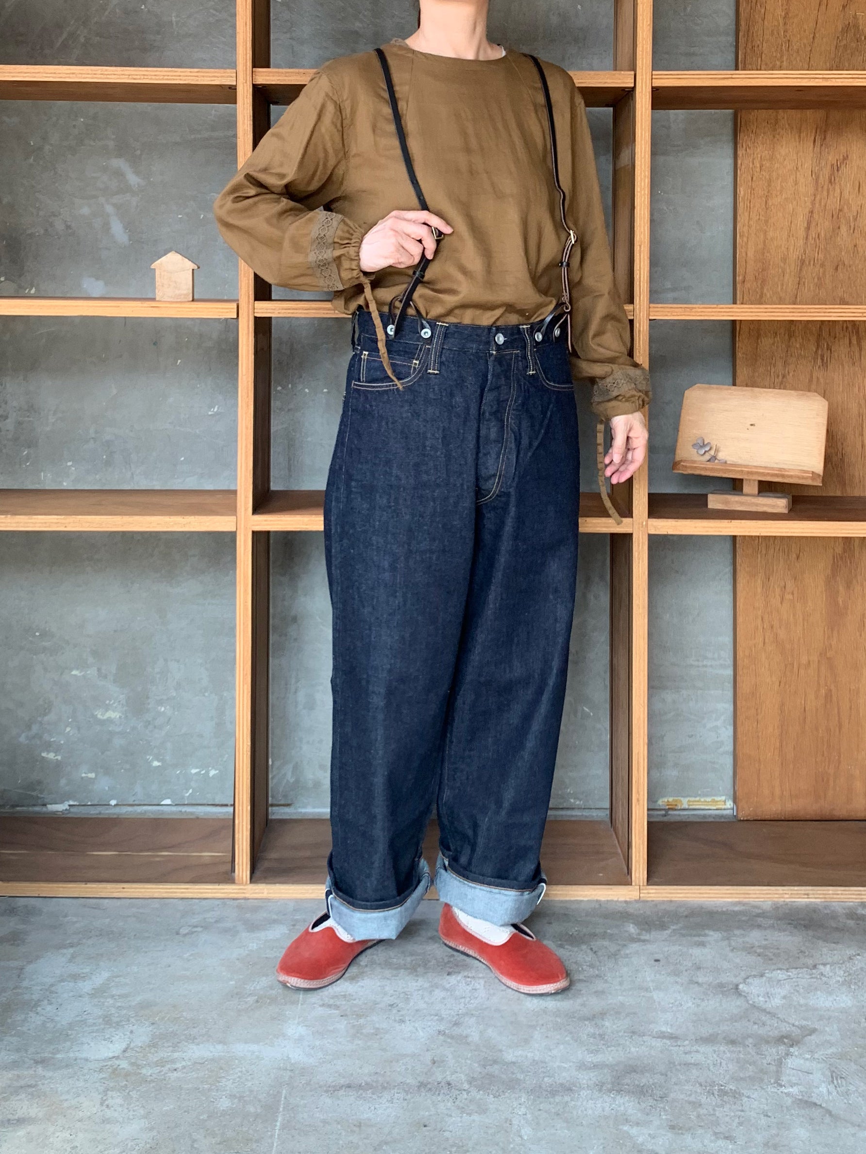 Vlas Blomme / C/L Viyella レース付きブラウス (Olive)